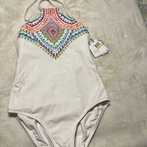 One piece beautifully embroidered bathing suit